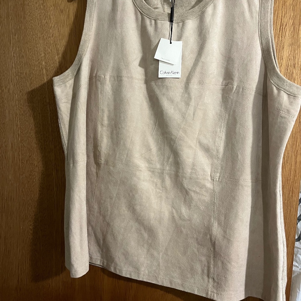 Calvin Klein Faux Suede and knit Top